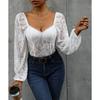 Hot Fall Women's Jumpsuit Fashion Sexy Backless Lace Long Sleeve V Neck Romper
