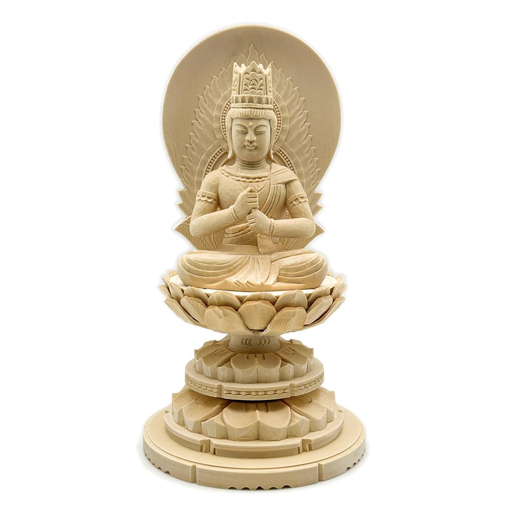 

HU Trading Buddha Statue, Dainichi Nyorai, 2.0 inches (total height 18cm, width 10cm, depth 9cm), Vajrayana, circular halo, circular base, made of