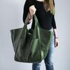 Oversized Bag Solid Color Large Capacity Faux Leather Vintage Foldable Tote for Vacation
