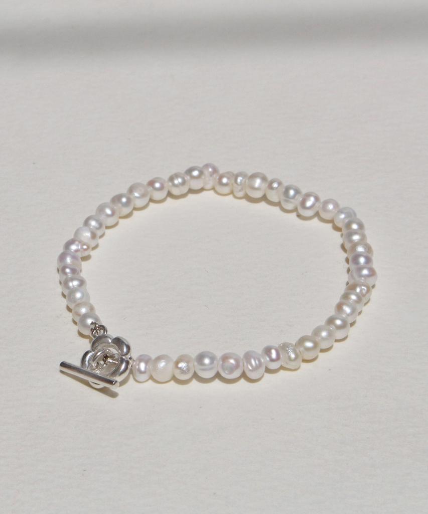 47Bag 925 Silver Toggle Bar Imperfect Freshwater Pearl Bracelet Botti