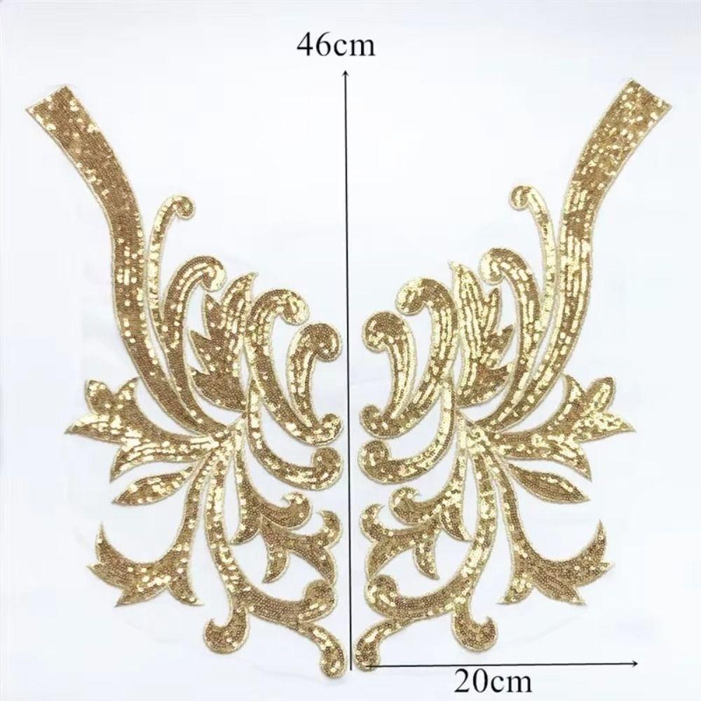 Gold Silver Red Sewing Supplies 40*19CM Bodice Applique Fabric Fashion Elegant Sequin Patches
