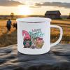 Cute Rabbit Pattern Breakfast Cups Soft Charming Color Milk Cola Mug For Camping Hiking Safe Durable UseHappy Easter Enamel Mug