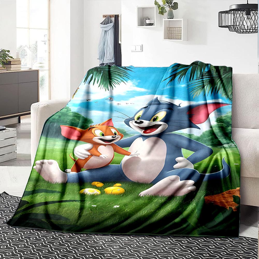 1pc Tom and Jerry Flannel Blanket Soft Warm Throw for Home, Office, Travel, All-Season Cozy Bedding Gift L1419