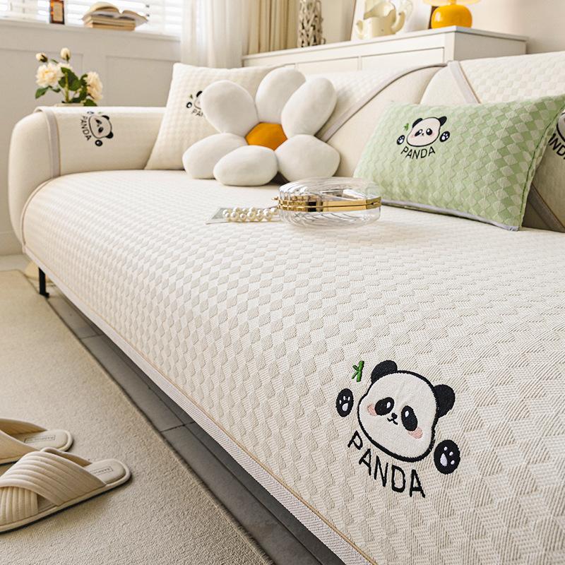 New Chenille Sofa Cushion Four Seasons Universal Cartoon Seat Cushion Fixed Non-Slip Straight Row Sofa Cover Cover Cloth