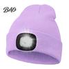 Unisex Outdoor Winter Accessory LED Hat with Light, USB Rechargeable Headlamp Skull Cap, Lighting Warm Knitted Cap for Men, Women, Gear Usb