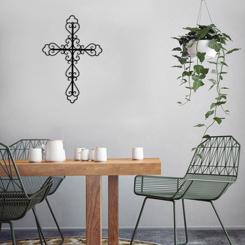 Metallkreuz Wanddekoration Innen Außen Wandkunst Skulpturen Hängende Ornamente für Zuhause Schlafzimmer Wohnzimmer Dekorationen