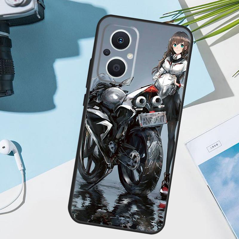 

Motorcycle girl Anime Cover For OPPO Reno 7 8 Lite 10 12 13 14 Pro 11 F 12F 13F 14F OPPO Find X8 X5 X6 X9 Pro Case OPPO Reno12 Pro