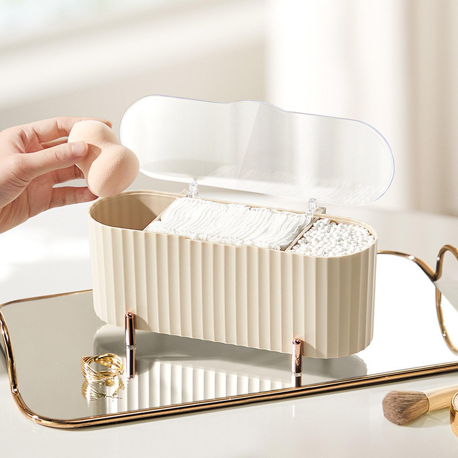 

Transparent Covered Storage Box, Makeup Cotton Organizer for Bathroom one size кофейный