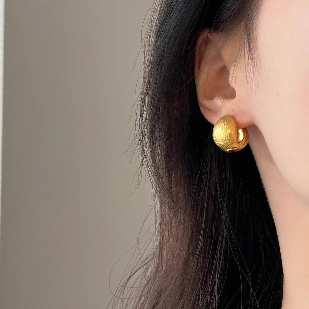 925 Sterling Silver Vintage Earrings For Women Trendy Simple Ball Gold Earring Jewelry Prevent Allergy Party Accessories Gift