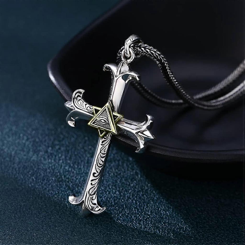 1 pcs Men's Cross Pendant Necklace Gift Vintage Necklace - DD0
