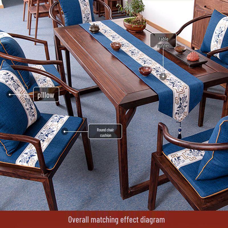 Non-slip Rosewood Tea Table & Dining Chair Seat Cushion with Latex Sponge