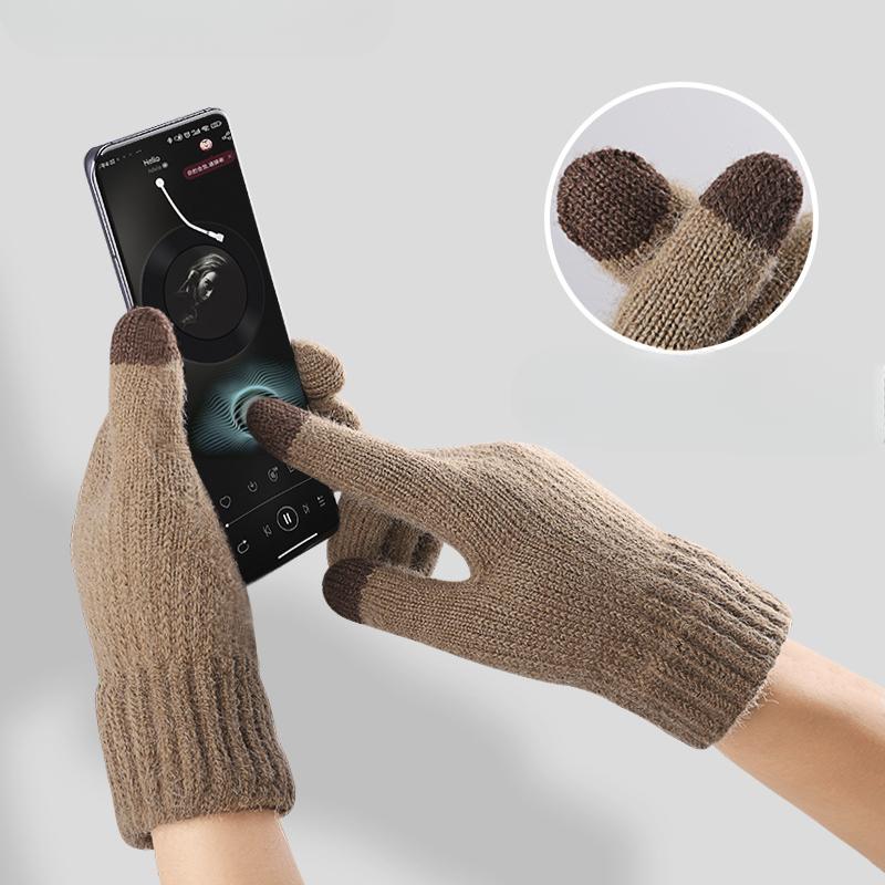 Men's Winter Wool Gloves Made of Alpaca Wool Thickened Wool Gloves Knitted Gloves Touch Screen Gloves