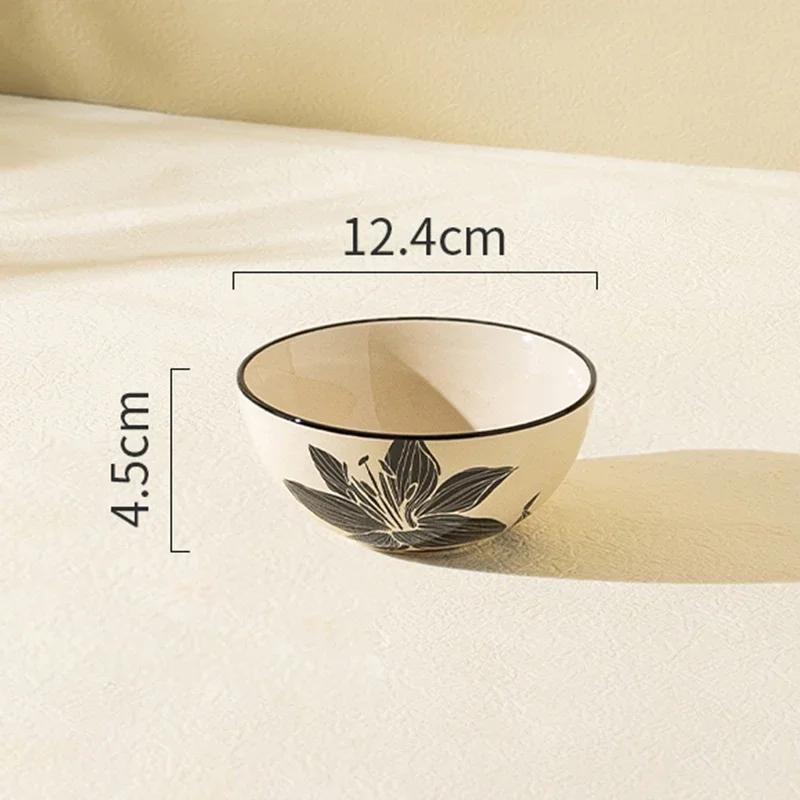 Retro Flowers Ceramic Plate Light Luxury Restaurant Steak Plate Afternoon Tea Dessert Fruit Plates Exquisite Black Tableware