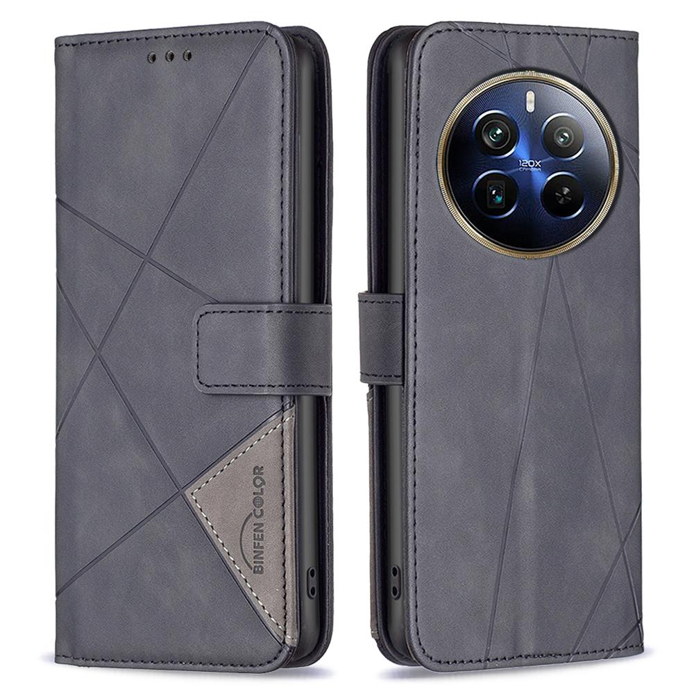 BINFEN COLOR For Realme 12 Pro 5G/12 Pro+ 5G Phone Cases Wallet Stand Geometry Imprint Leather Cover