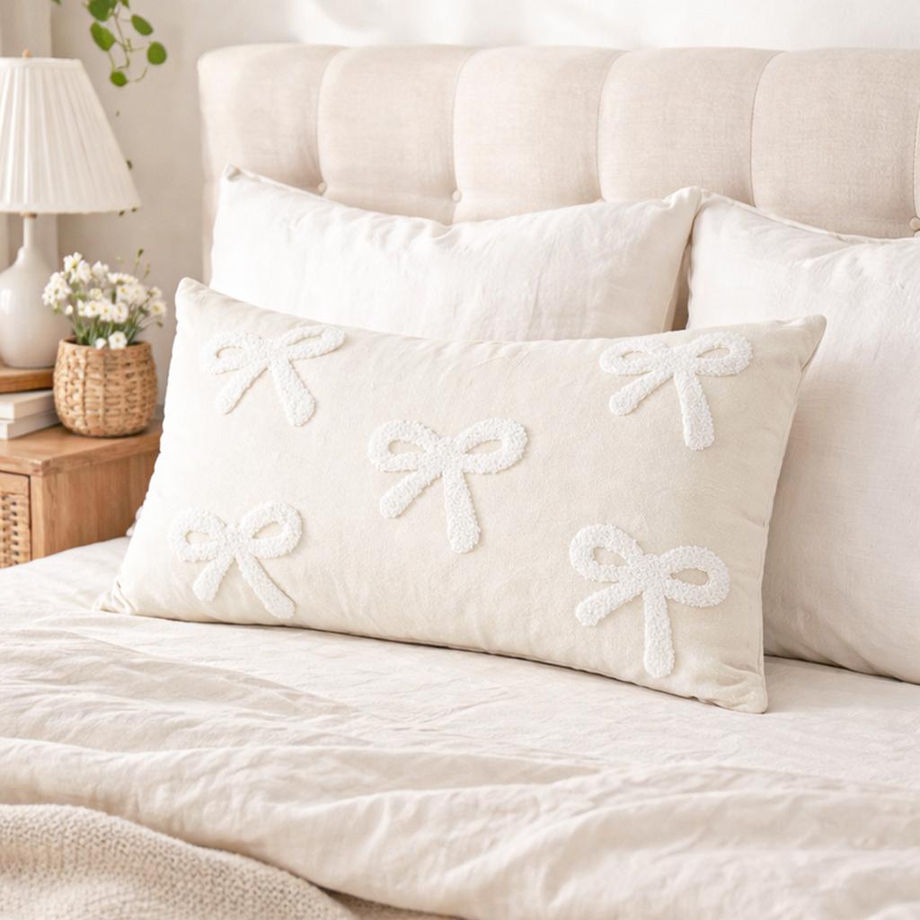 Cute Bow Pillowcase Birthday Party Decor Soft Pillow Cover for Home Girls Favors Cushion Cover Wedding Baby Shower Supplies