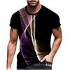 Summer Round Neck 3D Line Print Top Fashionable Casual Short Sleeved Men's T-shirts