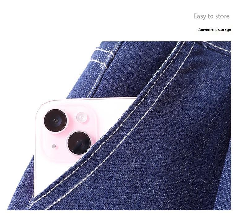 Damskie ciemnoniebieskie dżinsy retro z wysokim stanem, wiosna/jesień 2025, od wąskich do szerokich nogawek, długość petite do kostki