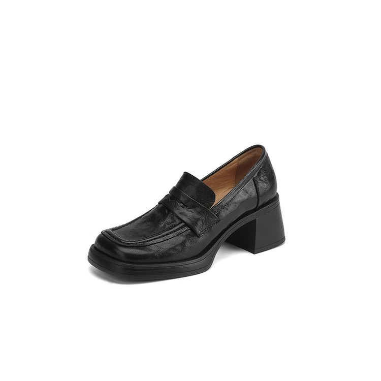 

Fashion New Spring Genuine Leather Woman Shoes Square Toe Women Pumps Shoes for Women High Heel Platform Loafers Ladies Shoes Women 40 чёрный