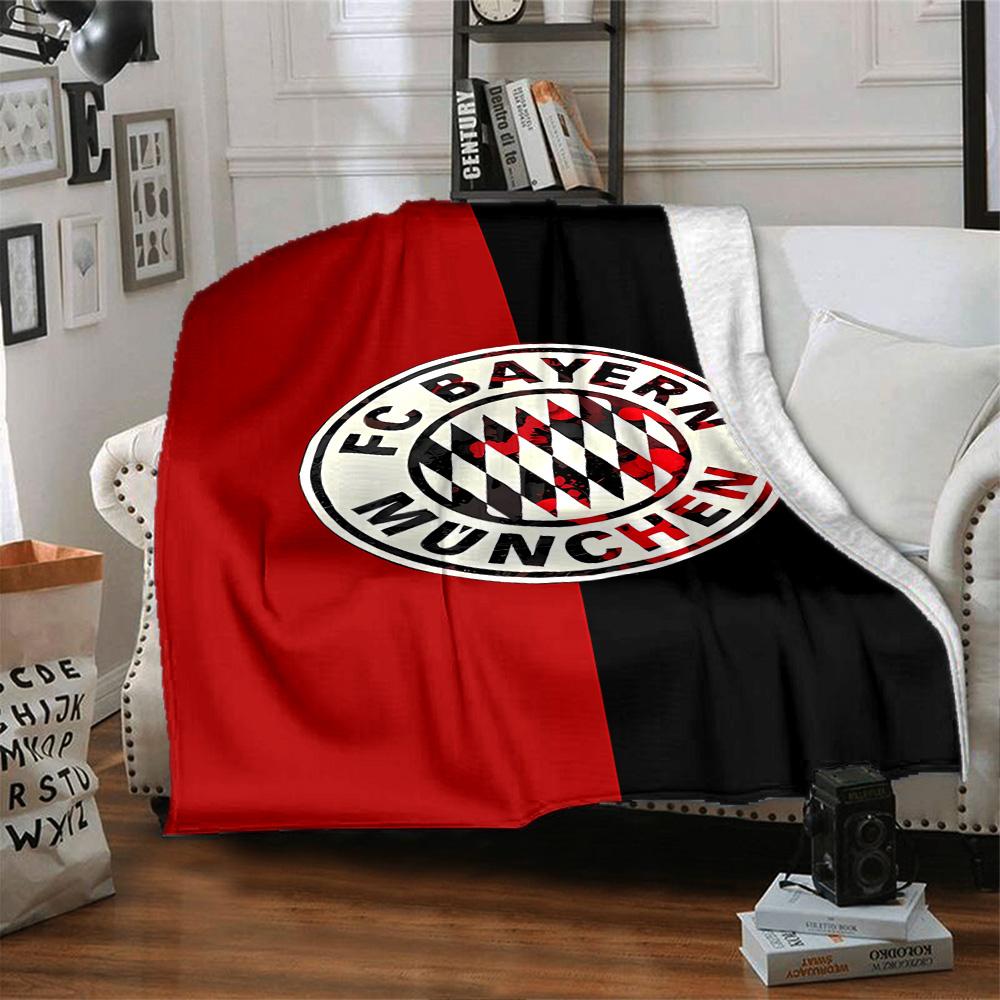FC Bayern München Logo Decke Strapazierfähiger Komfort Perfekt für Bett Wohnzimmer Sofa Vier Jahreszeiten Universell Modern Bestes Weihnachtsgeschenk für Freunde Familie