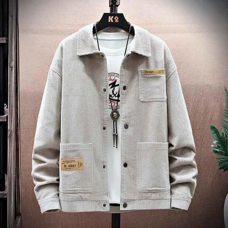 Мужская куртка весенне-осенняя вельветовая рабочая одежда в Корейском стиле, мужская однотонная куртка с лацканами M