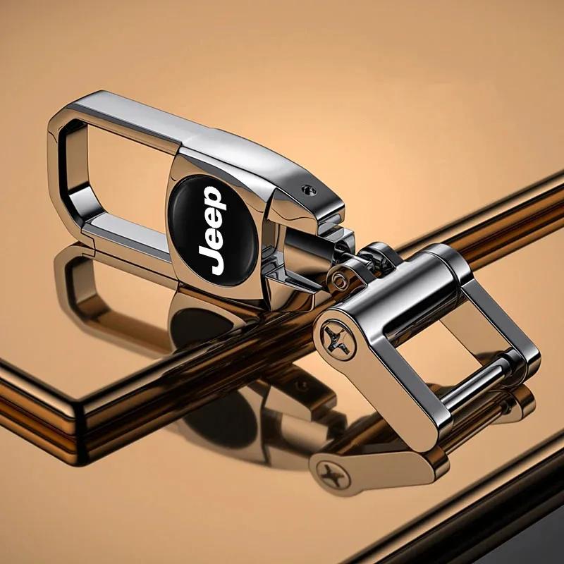 For Jeep Car Anti-Lost Metal Keychain 3D Styling Badges Key Ring For Jeep Grand Cherokee Wrangler JK Gladiator Compass Renega