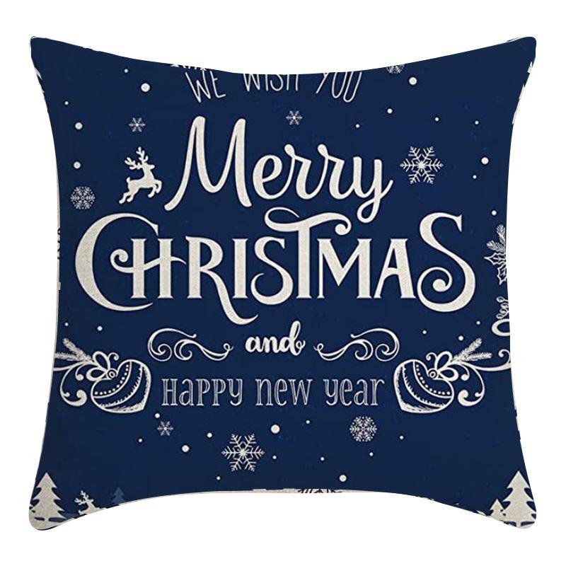 New Christmas Pillowcase Linen Digital Printed Short Plush Christmas Pillowcase Cushion Cover