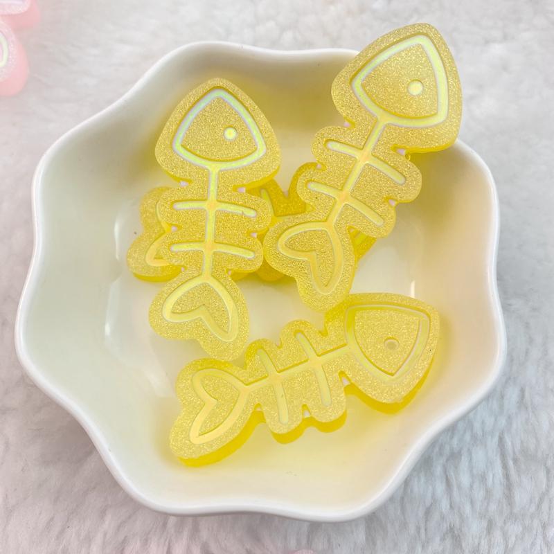 

8Pcs New Cute Colorful and Bright Fish Bones Series Flat Back Ornament Jewelry Bows Accessories