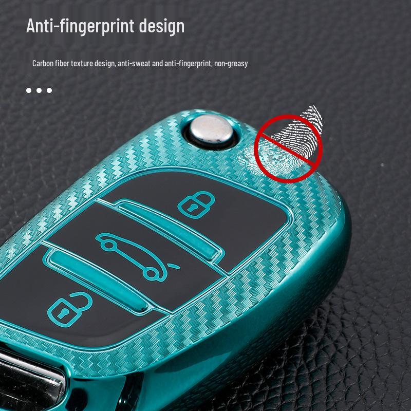 Black TPU Car Key Cover for Peugeot Folding Key - Soft Rubber Protection