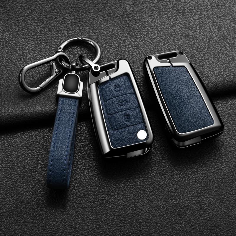 Interior Mouldings Metal Leather Car Key Cover For Volkswagen VW Polo Golf 7 MK7 Tiguan Passat For Skoda Octavia Kodiaq Karoq Fo