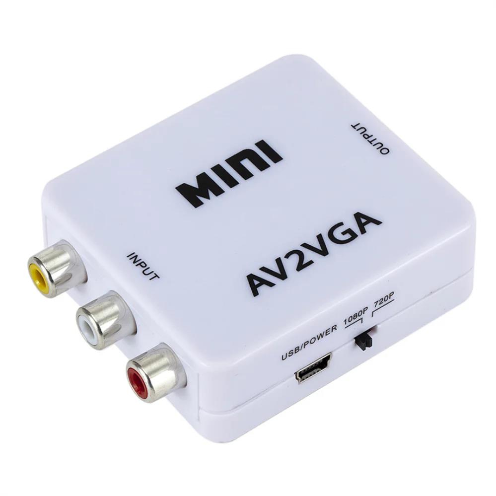 PzzPss 1080P Mini Video Convertor RCA AV To VGA Video Converter Conversor with 3.5mm Audio AV2VGA / CVBS + Audio To PC HDTVGood Product