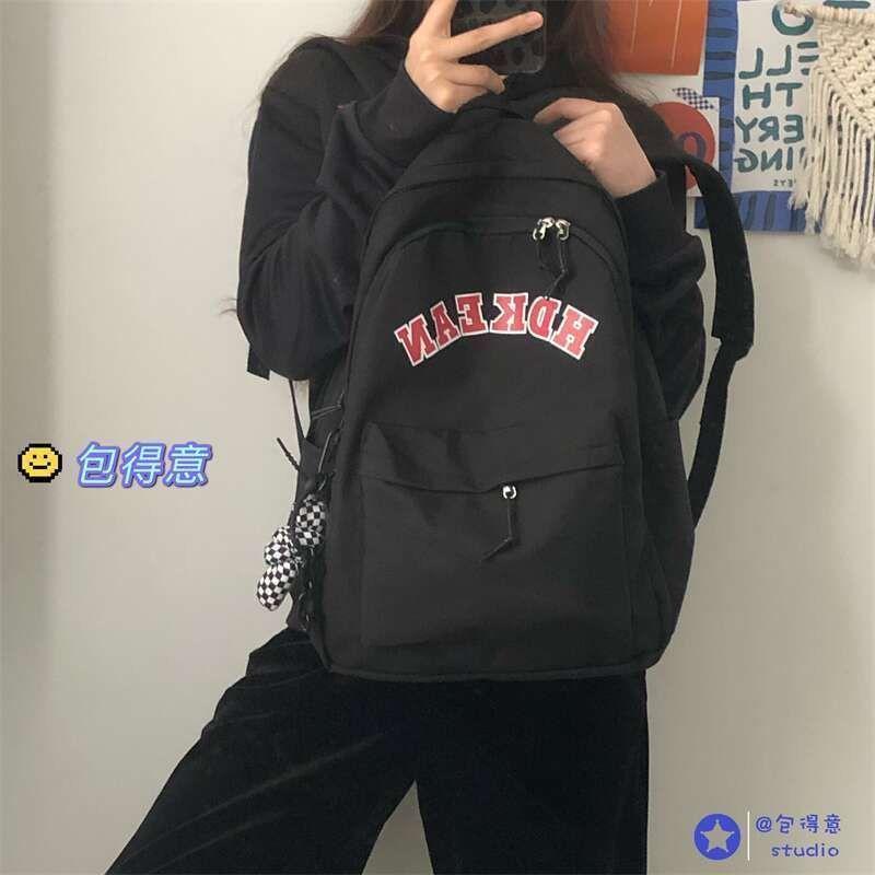 

IELGY Корейский рюкзак в стиле ретро в Гонконге, японский Harajuku ulzzang, простой и универсальный школьный рюкзак для студентов, женский рюкзак чёрный