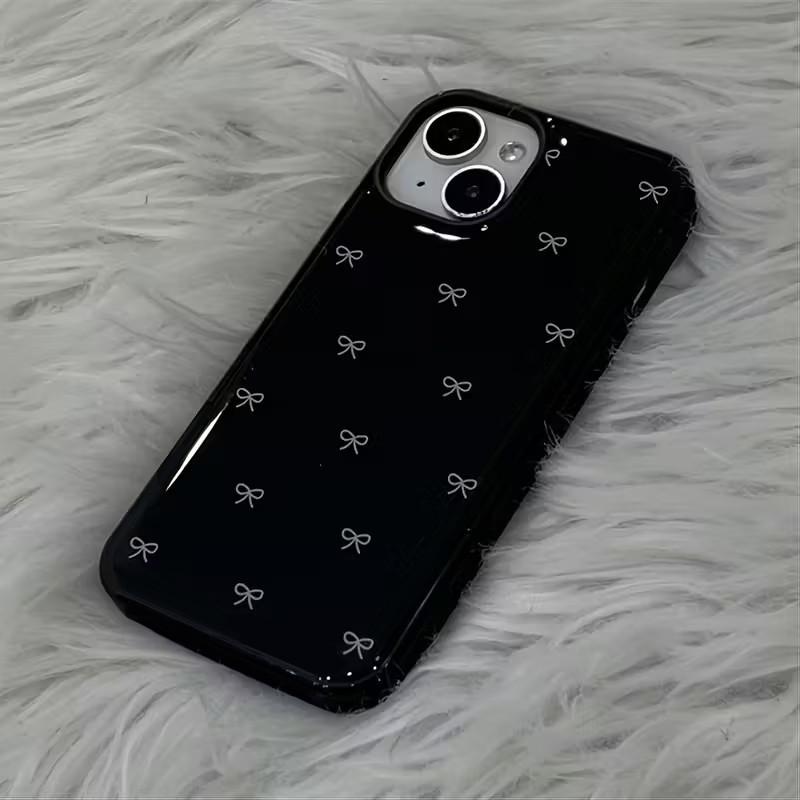 Cute Bowknot Glossy Soft Phone Case For iPhone 17 Air 16 15 14 13 12 11 Pro Max 16 7 8 Plus SE  X XS Shockproof Back Cover