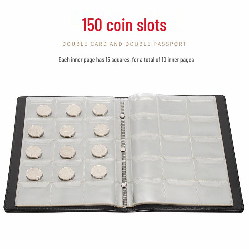PU Leather Large Coin Album - 150 Slots for Ancient Coins, Silver Dollars, and Commemorative Coins.