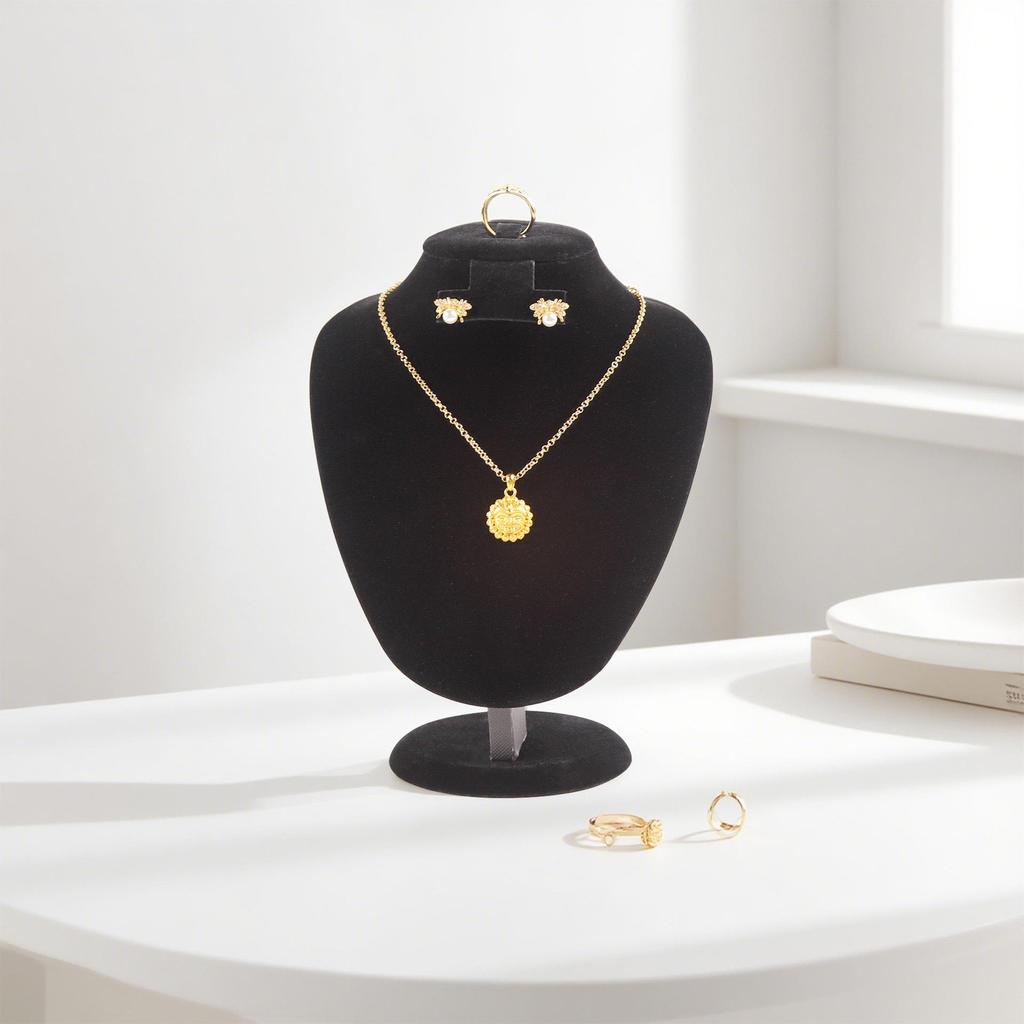 Velvet Necklace Display Stand Set - Jewelry Mannequin for Pendants
