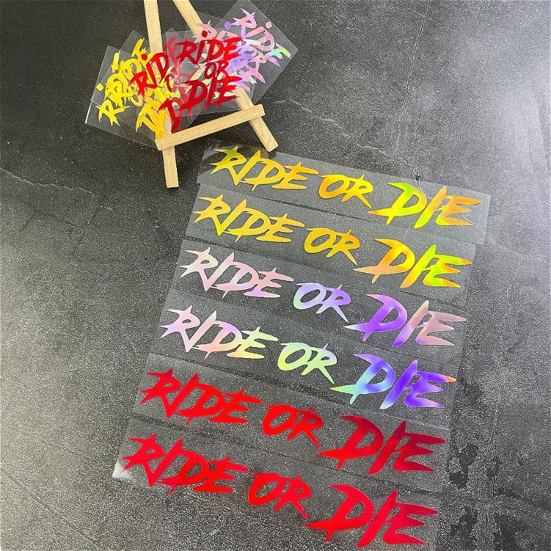 4PCS/1Sheet RIDE OR DIE Bicycle Stickers Funny DIY Road Bike Top Tube Frame Handlebars Motorcycle Helmet Waterproof Vinyl Decals