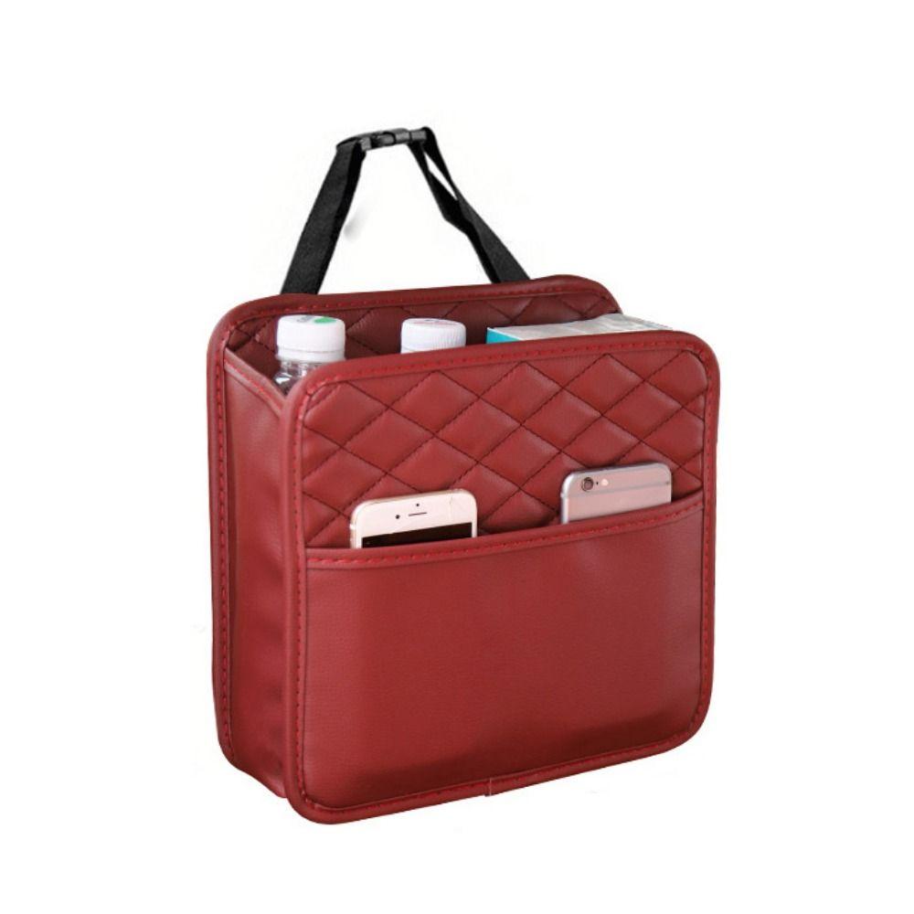 Multifunctional Car Backseat Storage Bag Leather Vehicle Leather Storage Bag Auto Accessories