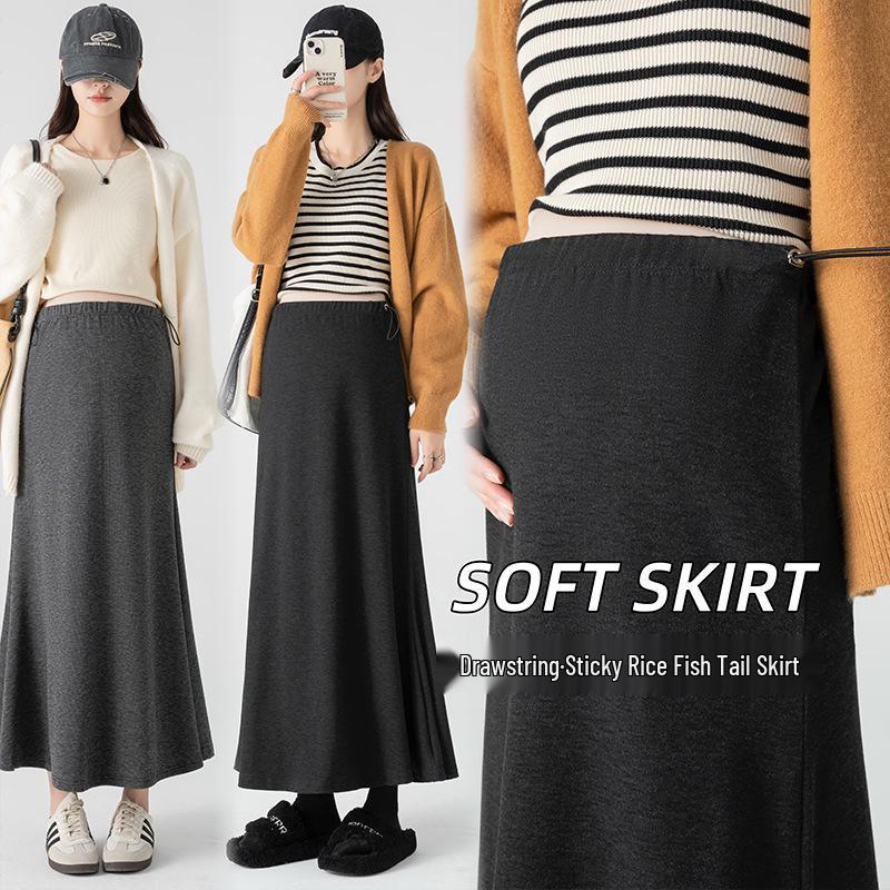 Maternity Fishtail Midi Skirt: Soft, Thin & Versatile for Spring XL чёрный