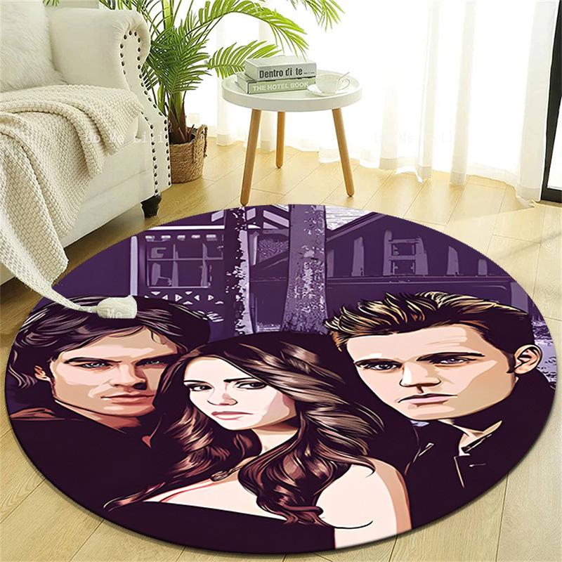 1pc The Vampire Diaries1 Design Printed Area Round Carpet for Bedroom Living Room Home Decor Rugs Mat Non Slip Mat Rug for Bedside
