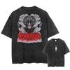 Anime Eren Yeager Muster Gewaschenes T-Shirt, Herren Comic Locker Geschnittenes T-Shirt, Gewaschene Baumwolle Trendige Marke Herren T-Shirt