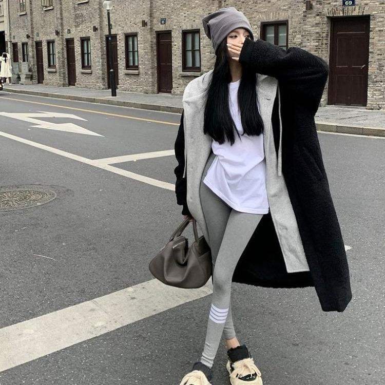 

Women Loose Hooded False Two Piece Coat Long Over Knee Plus Size Jacket Autumn Fashion Outerwear 4XL