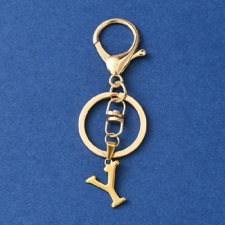 Elegant Keychain Letter Shape Stylish Key Holder Unique Key Ornament Stainless Steel Texture Perfect for Party and Daily