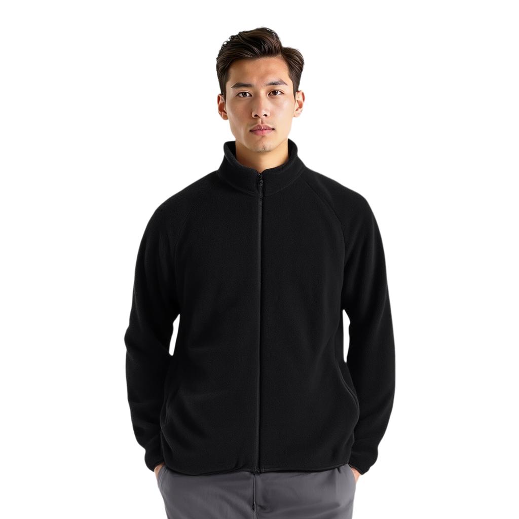 UNIQLO Solid Color Stand Collar Zipper Long Sleeve Jacket Fleece Thick Coat Unisex jackets Black 450195-09