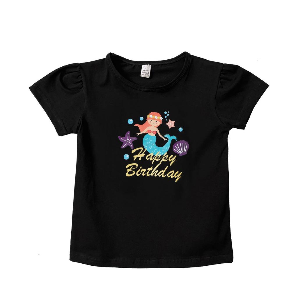 2025 New Cartoon Print Short Sleeve Children's Birthday T-Shirt, 20 Styles