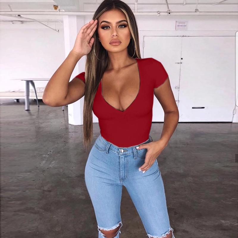 T-shirts Solid Color Slim Fit Tee Tops 