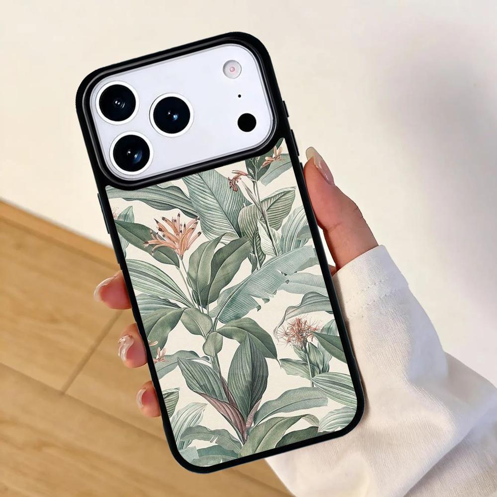 Green Monstera Leaf Mobile Phone Case for IPhone 17 AIR 16pro Max 15 14 13 12 11 Bumper Cover