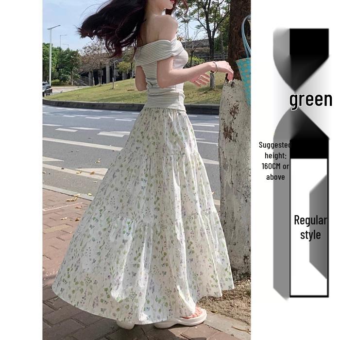 2025 High-Waisted Floral Patchwork Midi Skirt with Lining - Slimming, Versatile Summer Style for Women