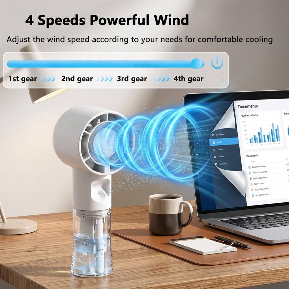 Portable Mini Mist Handheld Fan USB Rechargeable Fan with Spray 4 Speeds Wind Cool Misting Fan Outdoor Travel Humidifier Fan