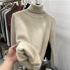 Toamnă Iarnă Gros Cald Catifea Guler Înalt Pulover de Damă Mânecă Lungă Solid Pluș Pulovere Femei Croială Slim Casual Tricotaje Pulovere 25196