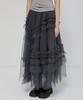 Peulleeoeob Tulle Layered Long Skirts (Fl-266_Charcoal)