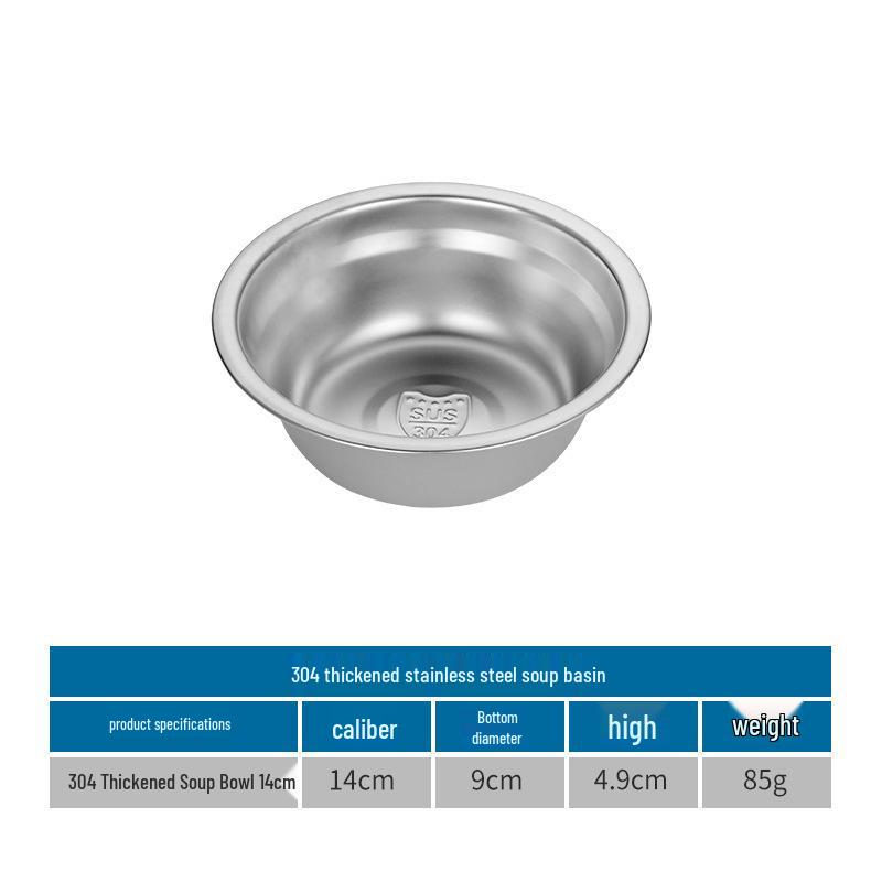 304 Stainless Steel Soup Pot, Deep Dish, Round Plate, Iron Bowl, Barbecue Dish, Fish Plate, Noodle Bowl